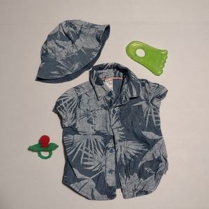 Baby on Vacay Button Shirt & Hat